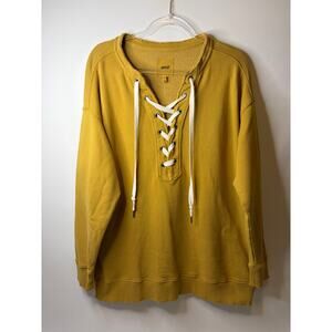 Aerie Mustard Gold Lace Up Oversized Sweatshirt Size Small Loungewear